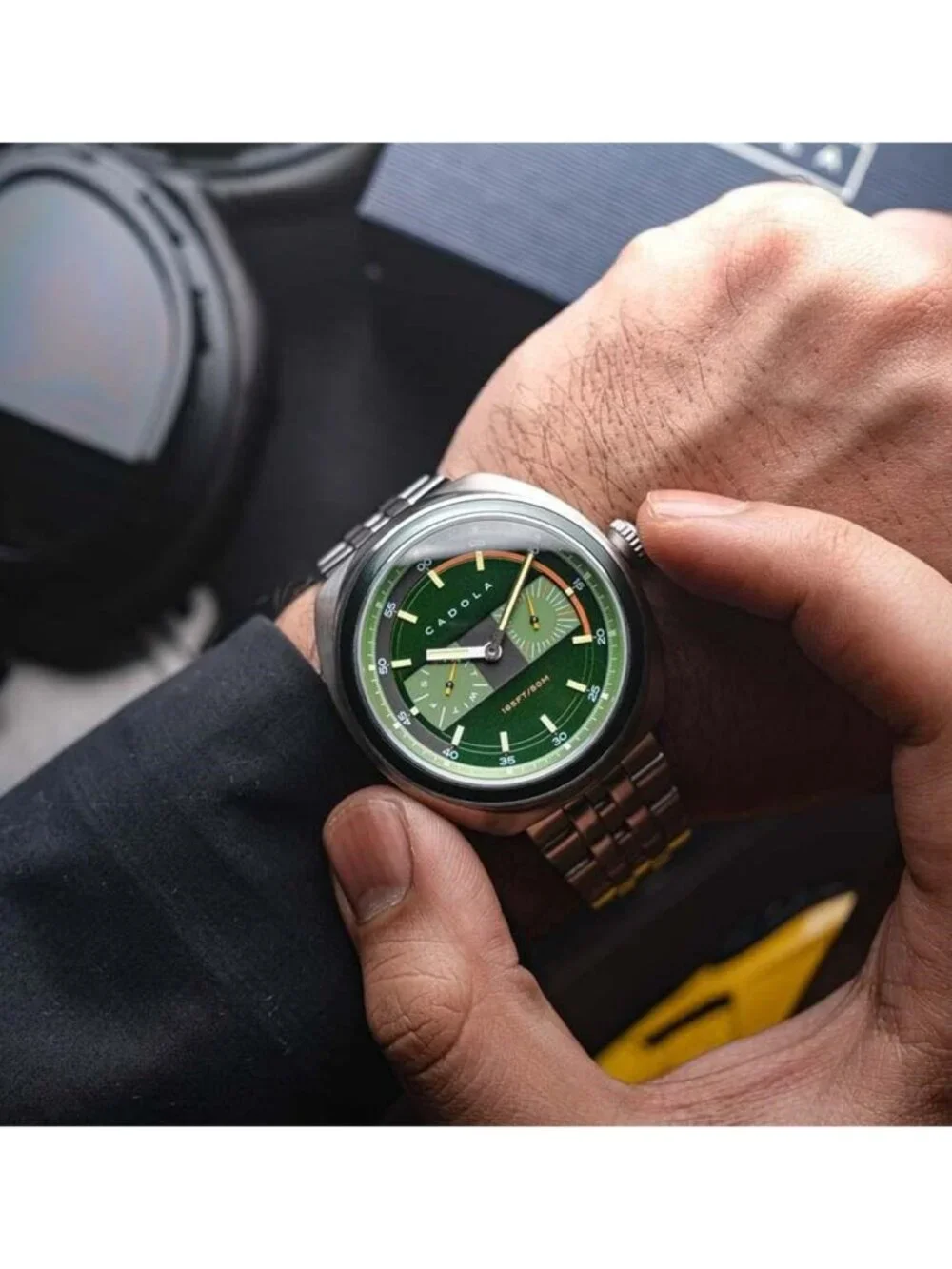 NWT Cadola Giulia GMT Quartz Green Dial Men's Watch
